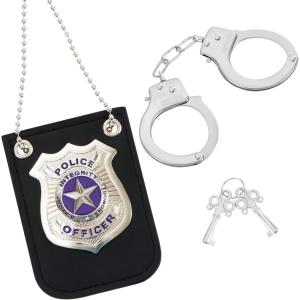 imageSpooktacular Creations Police Pretend Play Toy Set for School Classroom Dress Up Pretend Play Detective Role Play Accessory Easter Basket Stuffers Birthday Party Favor SuppliesSilver