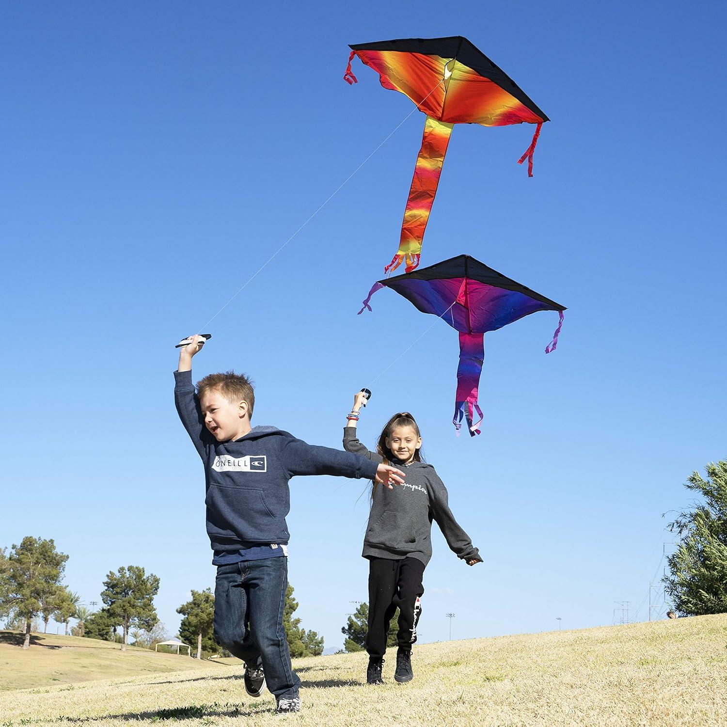 imageJOYIN 3 Packs Delta Multicolor Kite Warm and Cold Color Easy to Fly for Kids and Adults with 2625 ft String Large Delta Beach Kite for Outdoor Games and Activities