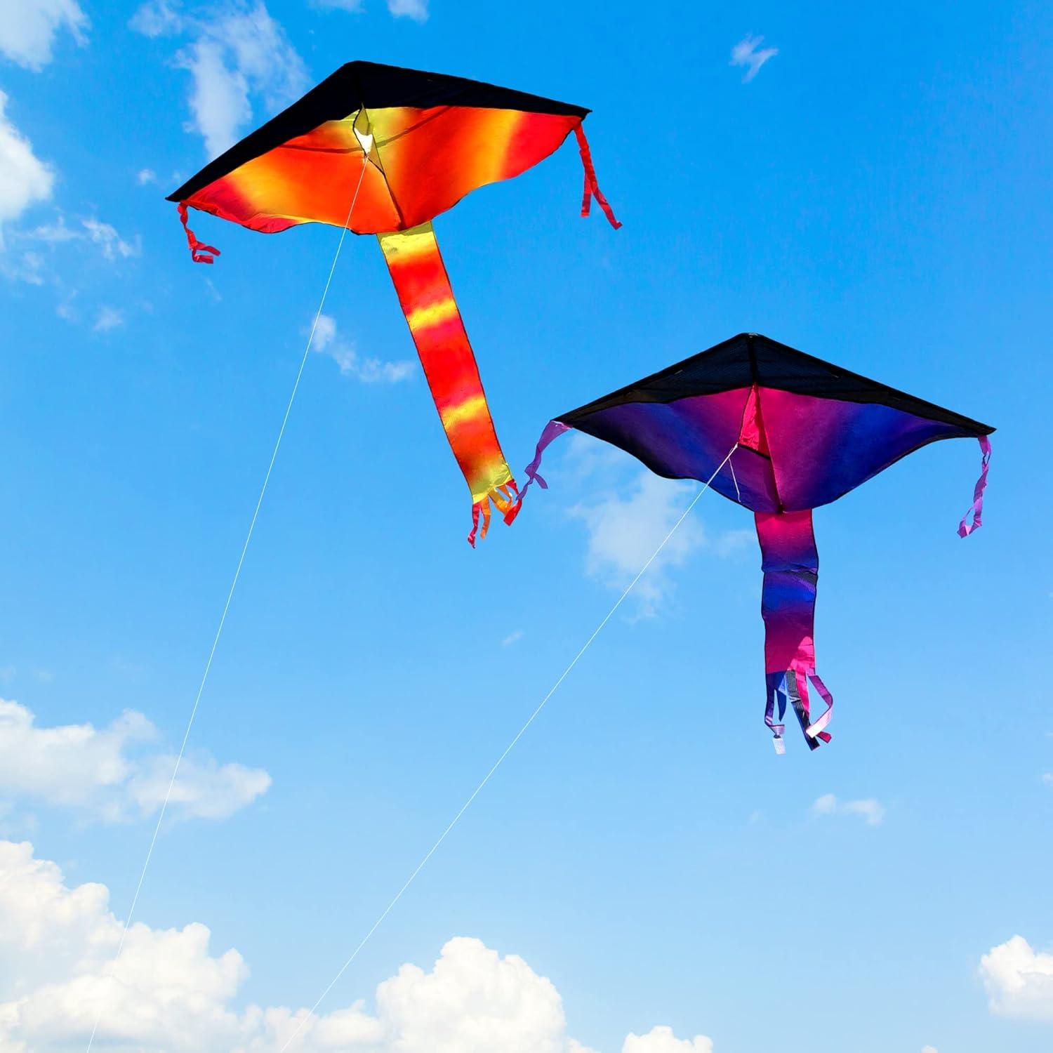 imageJOYIN 3 Packs Delta Multicolor Kite Warm and Cold Color Easy to Fly for Kids and Adults with 2625 ft String Large Delta Beach Kite for Outdoor Games and Activities