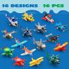 imageJOYIN 16 Pcs Pull Back Airplane Toys Boys Plane Playset Aircraft Incl Helicopter Fighter Bomber Biplane Model Gifts for Toddler Kids 3 Years Old Kids Presents Treasure Box Toys for Classroom
