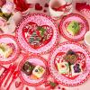 imageJOYIN 168 Pcs Valentines Day Tableware Set  Disposable Party Supplies for Kids Includes Plates Cups Napkins and Cutlery for Valentine Party Decorations Serves 24