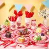 imageJOYIN 168 Pcs Valentines Day Tableware Set  Disposable Party Supplies for Kids Includes Plates Cups Napkins and Cutlery for Valentine Party Decorations Serves 24