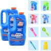 imageJOYIN 2 Bottles Bubbles Refill Solutions 64 oz up to 5 Gallon Concentrated Solution for Bubble Machine Gun Wand Refill Fluid Summer Easter ToysOrangeBlueBlue