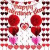 imageJOYIN 20 Packs Valentines Day Party Decoration Kit with valentines Banner Cutouts Swirls Garland Tissue Fans ampamp Tissue Poms for Valentines Party Supplies Valentines Decor Home Wedding Anniversary