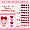 imageJOYIN 20 Packs Valentines Day Party Decoration Kit with valentines Banner Cutouts Swirls Garland Tissue Fans ampamp Tissue Poms for Valentines Party Supplies Valentines Decor Home Wedding Anniversary