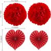 imageJOYIN 27 Pieces Valentines Day Decoration Kit with 1 Heart Shaped Garland 2 Tissue Fans Tissue Poms 6 Heart String 8 Double Swirls and Other Pieces