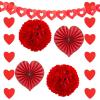 imageJOYIN 27 Pieces Valentines Day Decoration Kit with 1 Heart Shaped Garland 2 Tissue Fans Tissue Poms 6 Heart String 8 Double Swirls and Other Pieces
