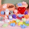 imageJOYIN 28 Mochi Squishy Toys Filled Hearts and Cards for Kids Classroom Exchange Party Favors Kawaii Stress Relief Toys for Gift Exchange Game Prizes and Carnivals Gift