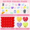 imageJOYIN 28 Packs Gift Cards with 28 Mochi Squishy Toys and Filled Hearts for Kids Classroom Exchange Kawaii Stress Relief Toys School Gifts Exchange School Games Prizes