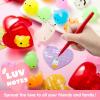 imageJOYIN 28 Packs Party Favor Set with 28 Glow In The Dark Mochi Squishy Toy Filled Hearts and Heart Cards Kawaii Stress Relief Toys for Kids Celebration and Classroom Exchange