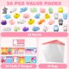 imageJOYIN 28 Packs Squishy Toy Gift Cards for Kids Kawaii Mochi to Squeeze with Cards Mochi Squishy Toy Stress Relief Fidget for Kids Classroom Exchange Prizes Party Favor