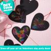 imageJOYIN 36 Packs Valentines Day Gifts Cards for Kids Magic Color Scratch Heart Rainbow Scratch Paper Heart Valentine Crafts and Art for Kids Classroom Exchange Create Rainbow Art Without Ink