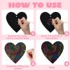 imageJOYIN 36 Packs Valentines Day Gifts Cards for Kids Magic Color Scratch Heart Rainbow Scratch Paper Heart Valentine Crafts and Art for Kids Classroom Exchange Create Rainbow Art Without Ink