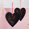 imageJOYIN 36 Packs Valentines Day Gifts Cards for Kids Magic Color Scratch Heart Rainbow Scratch Paper Heart Valentine Crafts and Art for Kids Classroom Exchange Create Rainbow Art Without Ink