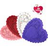 imageJOYIN 86 Pcs Valentines Day Heart Doilies Craft Gift Set with 50 Pcs Paper Doilies 12 Foam Craft and 1 Bags of Glitter Foam Heart Stickers for Valentines Day Party Tableware Decoration