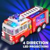imageJOYIN LED Fire Truck Toy for Toddlers  LED Projections ampamp Sirens Bump and Go Fire Engine Trucks with Mode Switch ampamp Volume Control BoysampampGirls Firetruck Kids Birthday