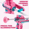 imageJOYIN Pink Bow and Arrow Set for Girls LED Light Up Archery Toy Set with 9 Suction Cup Arrows Target ampamp Arrow Case Christmas Indoor Outdoor Activity Toy for Kids Girls Ages 312Pink