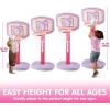 imageJOYIN Toddler Basketball Hoop Indoor Adjustable Basketball Goal for Kids with 4 Balls Game Toys for Playroom Pool Outdoor Birthday Gift for Baby Boys Girls Age 1 2 3 4  Air Pump IncludedPink and Purple