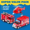 imageJOYIN Toddler Truck Toys for 3 4 5 6 7 Year Old Boys  Police Car Toy Set Emergency Vehicle Playset Friction Powered Car with Lights and Sounds Christmas Birthday Gifts for Boys Girls Age 39Fire Vehicle Playset