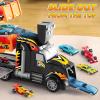 imageJOYIN Toy Truck for Kids Race Toy Cars 60quot Extra Long Race Track and 12 DieCast Metal Cars Toddler Carrier Truck Playset with Lights ampamp Sounds Birthday Gift for 2 3 4 5 6 7 Years Old Boys GirlsBlack Orange