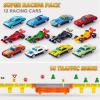 imageJOYIN Toy Truck for Kids Race Toy Cars 60quot Extra Long Race Track and 12 DieCast Metal Cars Toddler Carrier Truck Playset with Lights ampamp Sounds Birthday Gift for 2 3 4 5 6 7 Years Old Boys GirlsBlack Orange