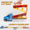 imageJOYIN Toy Truck for Kids Race Toy Cars 60quot Extra Long Race Track and 12 DieCast Metal Cars Toddler Carrier Truck Playset with Lights ampamp Sounds Birthday Gift for 2 3 4 5 6 7 Years Old Boys GirlsBlue Orange