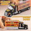 imageJOYIN Toy Truck for Kids Race Toy Cars 60quot Extra Long Race Track and 12 DieCast Metal Cars Toddler Carrier Truck Playset with Lights ampamp Sounds Birthday Gift for 2 3 4 5 6 7 Years Old Boys GirlsBlack Orange