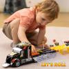 imageJOYIN Toy Truck for Kids Race Toy Cars 60quot Extra Long Race Track and 12 DieCast Metal Cars Toddler Carrier Truck Playset with Lights ampamp Sounds Birthday Gift for 2 3 4 5 6 7 Years Old Boys GirlsBlack Orange