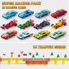 imageJOYIN Toy Truck for Kids Race Toy Cars 60quot Extra Long Race Track and 12 DieCast Metal Cars Toddler Carrier Truck Playset with Lights ampamp Sounds Birthday Gift for 2 3 4 5 6 7 Years Old Boys GirlsBlue Orange