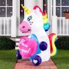 imageJoiedomi 5 FT Valentines Inflatable Cute Unicorn with Sweet Heart Blow up Yard Decoration with Buildin LED Lights Valentine Romantic Holiday Decor for Wedding Propose Indoor Yard Decor Party Supply