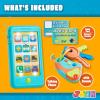 imagePretend Toddler Play Phone Learning Toy Phone SetKeyfob Key Toy and Credit Cards Set Kids Cellphone Girls Boys Birthday Gifts for 1 2 3 Year OldBaby Blue Kids Presents Gift for ChristmasBlue
