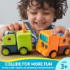 imageSYNCFUN 4 Pack Toy Cars for Toddler Push ampamp Go Transforming Robot Toy Cars Construction Vehicles Set for Boys Girls Birthday Party Favor Gifts for Kids