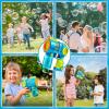 imageSloosh Kids Bubble Gun Machine with Refill Solution 2 in 1 Automatic Bubble Maker Guns for Toddlers 13 Kids 48 Outdoor Toy Adults Summer Party Easter Gift
