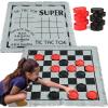 image3in1 Vintage Giant Checkers Tic Tac Toe with Reversible Mat 24 Chips Family Board Game Lawn Game BBQ Party Favor Indoor and Outdoor Activity for Kids and Adults