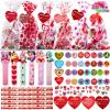 imageJOYIN 28 Pack Valentines Day Stationery Gifts for Kids Goody Bags with Party Favor Set for School Classmates Exchange Includes Pencils Erasers Rulers Stickers