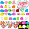 imageJOYIN 28 Packs Glow in The Dark Mochi squishy toy Party Favors with Heart Boxes for Kids Kawaii Classroom Exchange Party Gifts Stress Relief Toys Classroom Prize