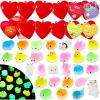 imageJOYIN 28 Packs Party Favor Set with 28 Glow In The Dark Mochi Squishy Toy Filled Hearts and Heart Cards Kawaii Stress Relief Toys for Kids Celebration and Classroom Exchange