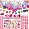 imageJOYIN 28 Packs Valentines Day Stationery with Cup and Card Exchange Gift for Kids with Pencils Stickers Erasers Stampers Sharpener Holiday Reward Prizes