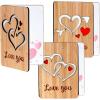 imageJOYIN 3 Pcs Valentines Day Wooden Cards Valentines Day Decoration Wooden Greeting Cards Anniversary for Valentine Party Mothers Day or Wife Husband Gift