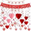 imageJOYIN 31 Pcs Valentines Day Decoration Kit with 1 Happy Valentines Day Banner 8 Foil Swirls 14 Hanging Swirls with Heart Pendant 8 Hanging Red Pink Heart Honeycombs Valentine Party Supplies