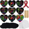 imageJOYIN 36 Packs Valentines Day Gifts Cards for Kids Magic Color Scratch Heart Rainbow Scratch Paper Heart Valentine Crafts and Art for Kids Classroom Exchange Create Rainbow Art Without Ink