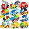 imageJOYIN 80Pcs Toddlers Car Building Blocks Set 12Pcs Different Vehicles Build Your Own Toy Cars Compatible with Brand Name Building Bricks for Kids Boys Girls Birthday Easter Gift