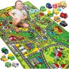 imageJOYIN Kids Play Rugs  12 PullBack Vehicle Set  Durable Carpet Playmat Rug  City Pretend Play  Toddler Car Track RugCommunity view