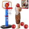 imageJOYIN Toddler Basketball Hoop Indoor Adjustable Basketball Goal for Kids with 4 Balls Game Toys for Playroom Pool Outdoor Birthday Gift for Baby Boys Girls Age 1 2 3 4  Air Pump IncludedBlue and Orange