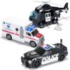 imageJOYIN Toddler Truck Toys for 3 4 5 6 7 Year Old Boys  Police Car Toy Set Emergency Vehicle Playset Friction Powered Car with Lights and Sounds Christmas Birthday Gifts for Boys Girls Age 39Police Vehicle Playset