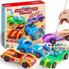 imageKlever Kits 4 DIY Wooden Race CarsBuild ampamp Paint Your Own Wood Craft Kit 4 Race Cars Toy Easy to Assemble Arts Crafts Kit Birthday Party Presents for Kids Boys and Girls