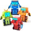 imageSYNCFUN 4 Pack Toy Cars for Toddler Push ampamp Go Transforming Robot Toy Cars Construction Vehicles Set for Boys Girls Birthday Party Favor Gifts for Kids