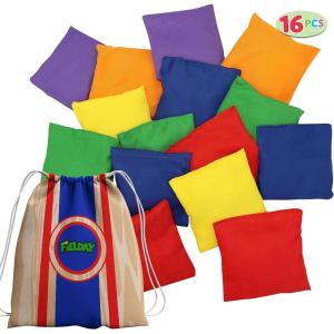 imageJOYIN 16 Cornhole Bean Bags for Tossing 47 x 47 Durable Nylon AllWeather Game Includes 15 Bean Bags and a Carry Bag Cornhole Game Set Party Supplies for Kids ampamp Adultsone size fit all