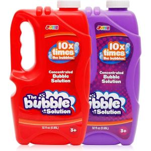 imageJOYIN 2 Bottles Bubbles Refill Solutions 64 oz up to 5 Gallon Concentrated Solution for Bubble Machine Gun Wand Refill Fluid Summer Easter ToysOrangeBlueRedpurple