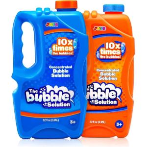 imageJOYIN 2 Bottles Bubbles Refill Solutions 64 oz up to 5 Gallon Concentrated Solution for Bubble Machine Gun Wand Refill Fluid Summer Easter ToysOrangeBlueOrangeblue